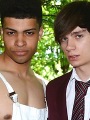Hot, Fun-Lovin’ Schoolboy Picks Up A Big-Dicked Gardener For A Raw Fuck In The Woods!
